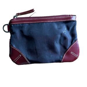 Franklin Covey Zip Pouch Coin Wallet Bag Travelware Cosmetic Black Red Logo